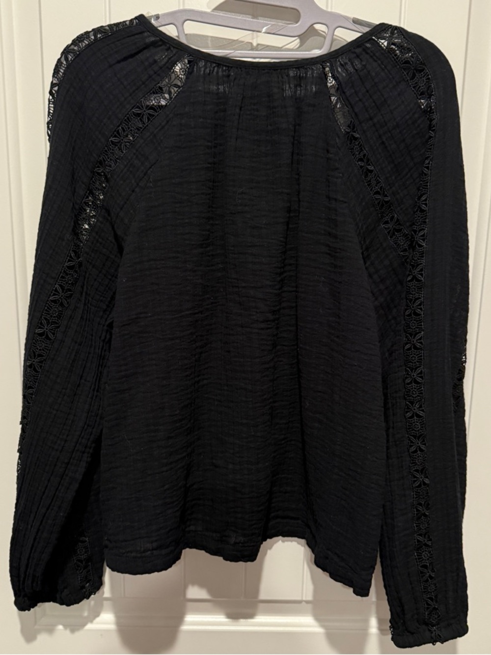 Universal Thread Black Button-Front Peasant Blouse Cotton - Picture 5 of 8